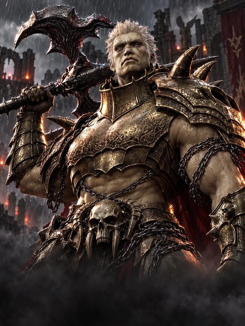 A Deatheater warrior of the Union of Fury with an axe on his shoulder
